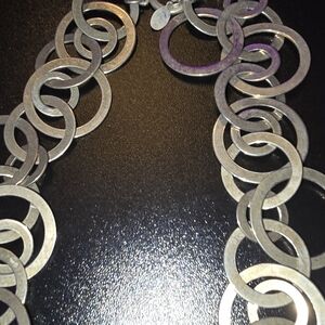 Elegant Silver-Tone Circle Link Necklace